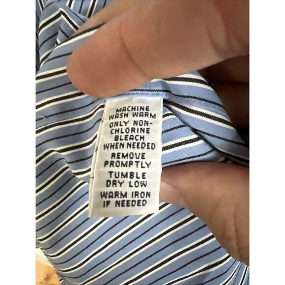 Vtg Ralph Lauren Button Shirt Mens Large Blue Stripe Color Pony Classic Fit Long - Picture 6 of 6